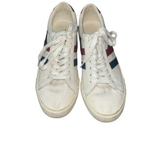 Anthropologie Gola size 9 women’s White Sneakers with Red and Blue Stripes